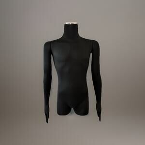 Pinnable Dress Form Mannequin Torso Flex Arms/Adj.Base Adult Male Black